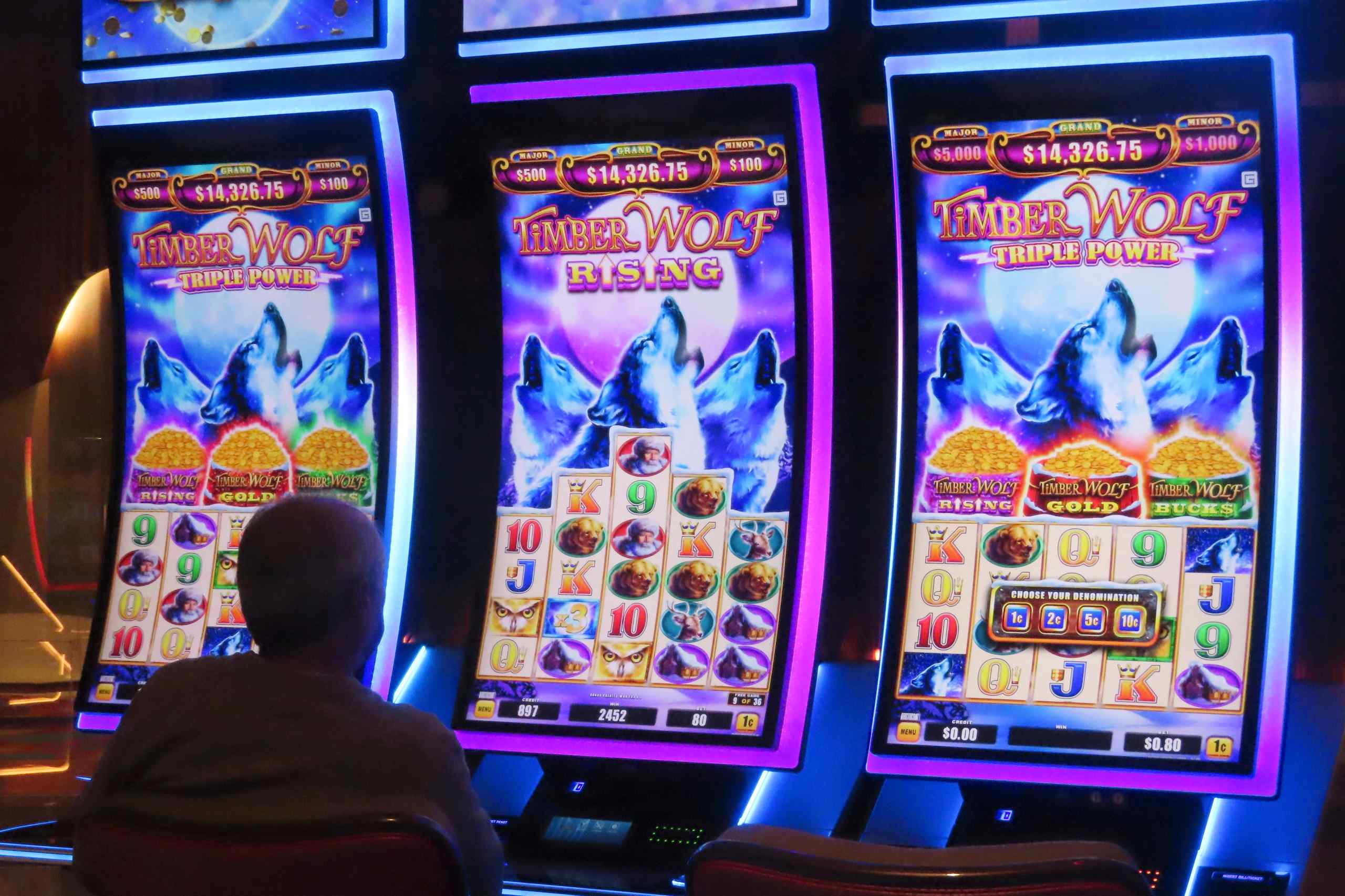 A carousel of slot machines